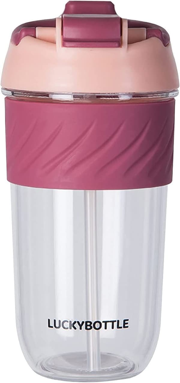 7#MF Stor Kapacitet Halm Drickskopp Söt Student Bärbar Bekväm Plastkopp, Rosa 1#qa,M