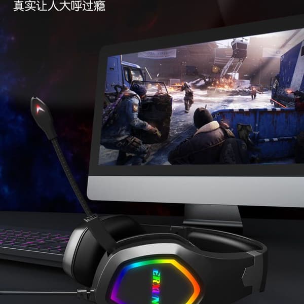 Gaming-headset med 7.1-bas-surround-lyd, støjreducerende mikrofon
