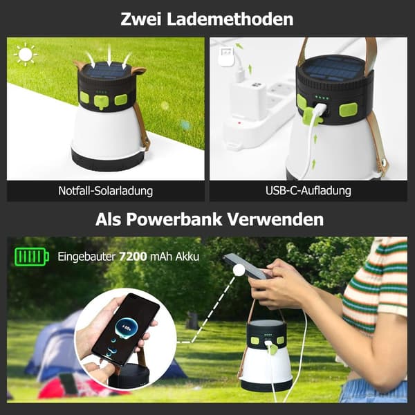LED solcelle campinglys, multifunksjonelt nattlys med bærbar krok