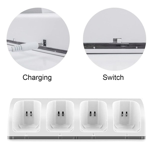 Fjernbetjening Oplader 4 i 1 Wii Oplader Station med Hvid KLB