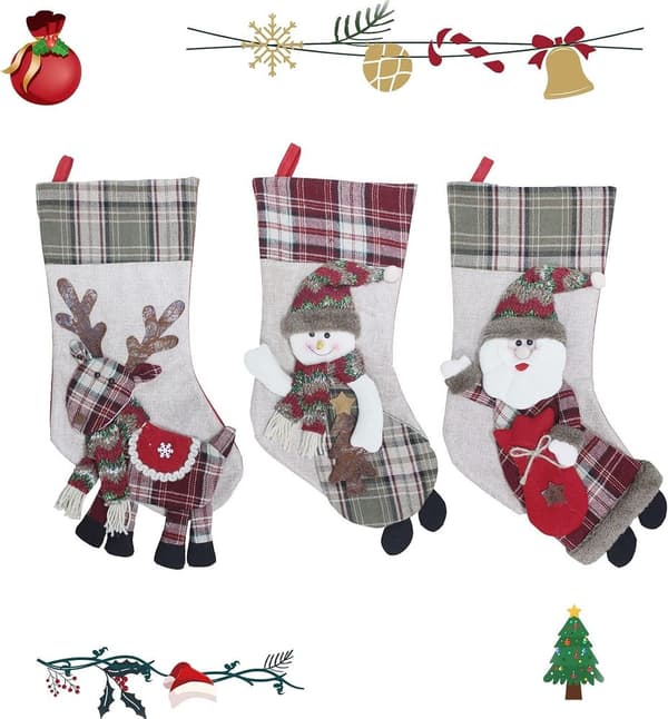 Julstrumpor för öppen spis, julklappspåse för julgran
