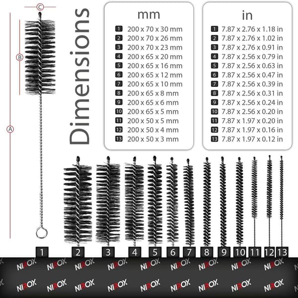 Nylon Rengöringsborstar 13-delars set - Rörborstar