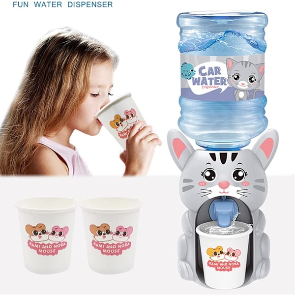 Vattenpumpdispenser, Plast 22.3*9.3*9.8cm med 2 Koppar Vattendispenser för Barnleksaker (Katt)-