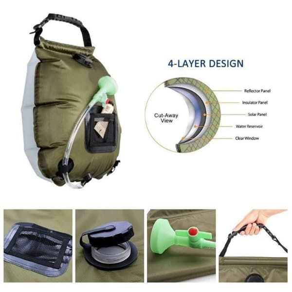 Campingdusj solardusj 20L dusjpose solvarme campingdusjpose med KLB
