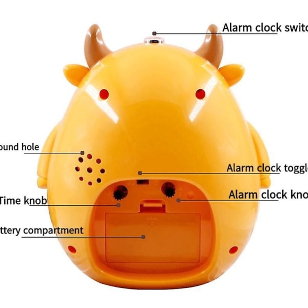Klocka med tecknad ko-design och nattlampa: perfekt för barn