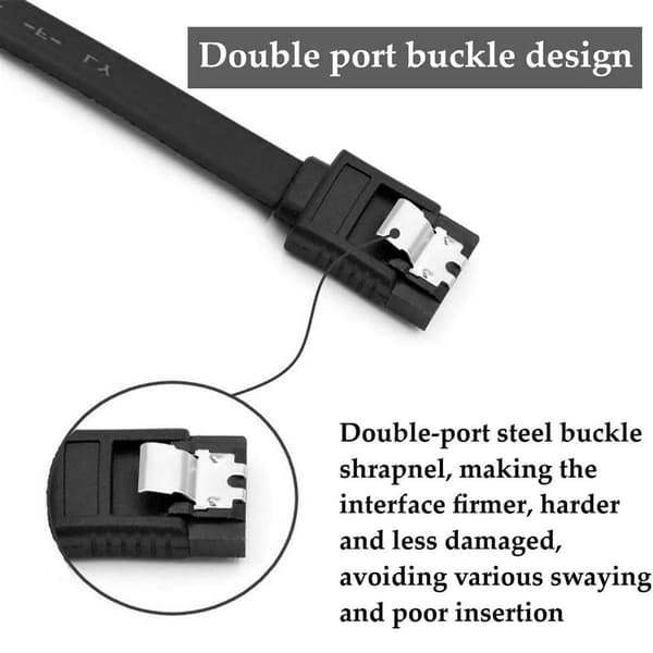 SATA III-kabel, 1 stk., 6 Gbps, lige, HDD-sort KLB