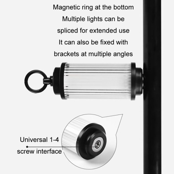 Udendørsbelysning, bærbar teltlampe med ekstremt lang batterilevetid, farve: sort