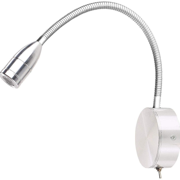 LED-svanhalslampa - läslampa för säng, väggmontering, 3W kallvitt KLB