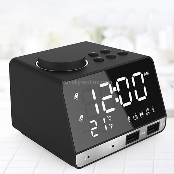 K11 Spegelalarmklocka Bluetooth-högtalare LED Digital Elektronisk Liten Alarmklocka