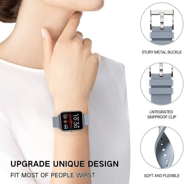 P22 P32 P36 Smart Watch Rem 20mm Mjuk Silikonersättningsband Grå