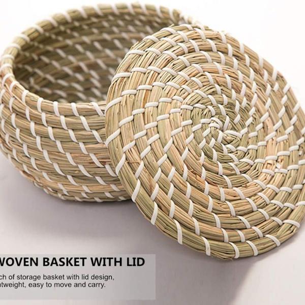 3 kappaleen pakkaus punottuja meriruohokorit Wicker Rattan -säilytyskorit Pyöreä laatikko KLB