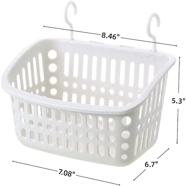 6 stk. plast hengende oppbevaringskurver for kjøkken bad 8,46\" × 6,7\" × 5,3\"\" (hvit)