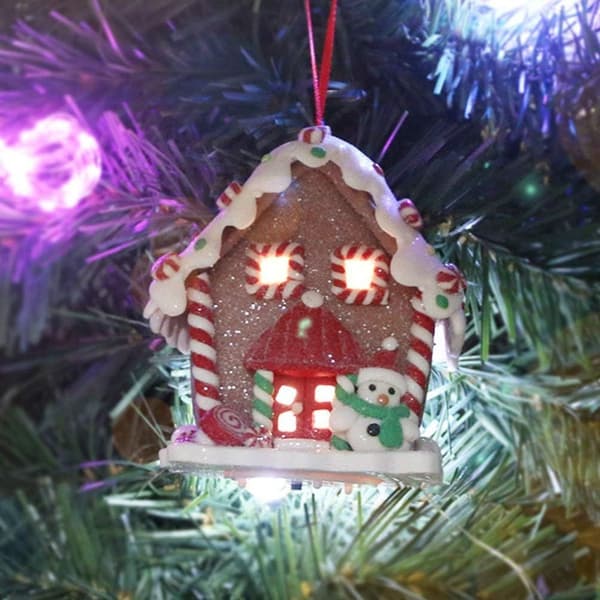 Julbelyst pepparkakshus prydnad, miniatyrjulby KLB