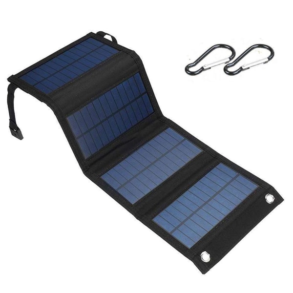 Foldbar solcelle powerbank, bærbar solcellelader USB solpanel til