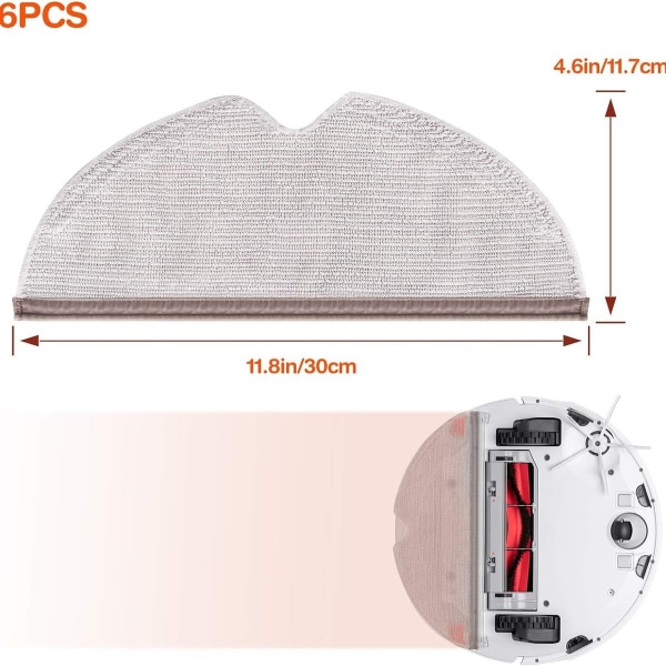 Pakke med 6 rengjøringskluter for Xiaomi Roborock S5 S50 S51 S55 S6 S6 MAXV S5 MAX
