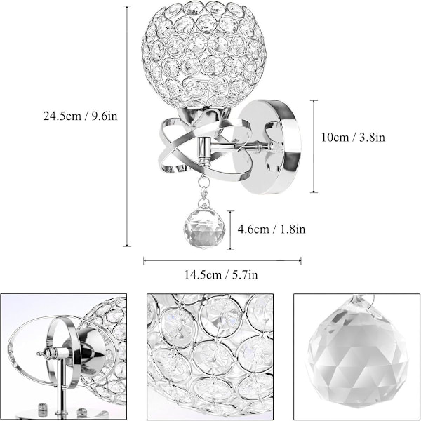 Moderne krystall pendel vegglampe soverom gjeng stue vegglampe KLB