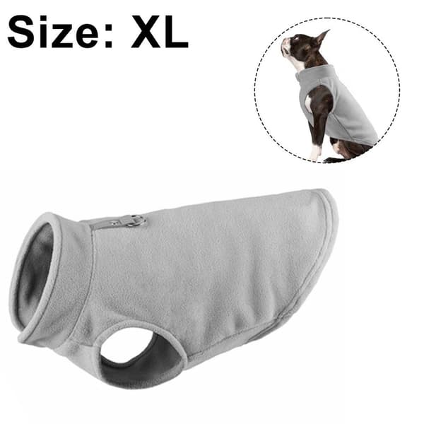 Varmt pullover fleece hundetrøje med O-ring snor - Vintergrå