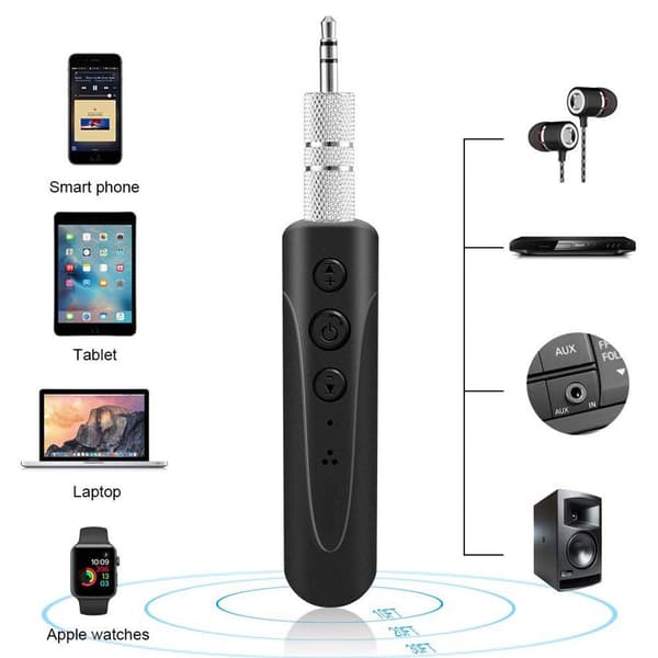 Bluetooth-mottaker, mini Bluetooth 3.5mm AUX-adapter håndfrisett KLB