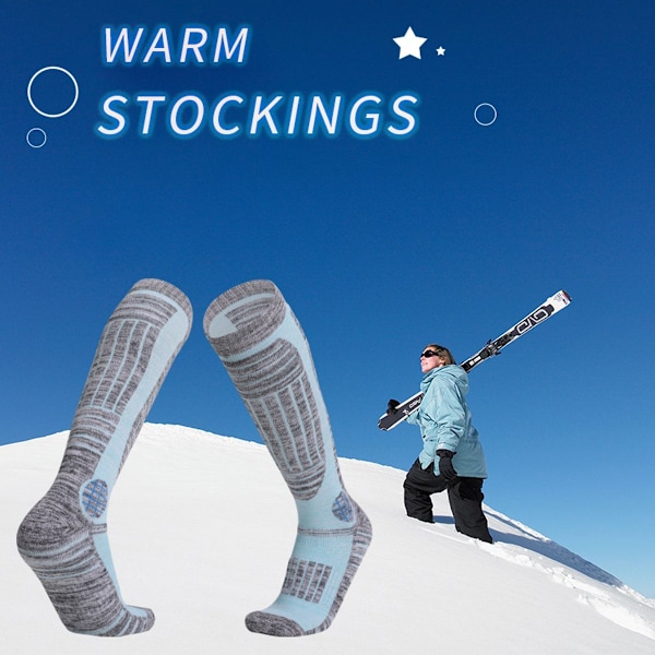 2-pack skidstrumpor för skidåkning, snowboardåkning, utomhusaktiviteter, blå + gul KLB