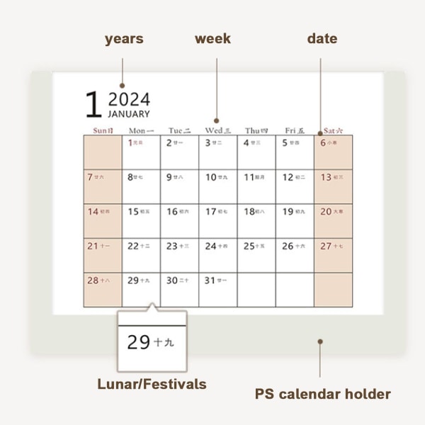 Skrivebords Kalender 2024 Skrivebordsarrangør Penneholder 2024 Skriver Stil 2 KLB