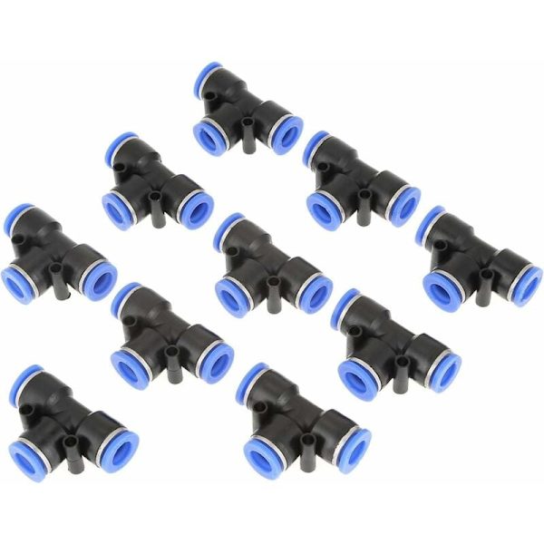 PE 3-tie pneumaattinen liitin 10 kpl T-liitos työntöliitin ilmaletkun liitokseen 4mm-16mm OD letkun putkiliittimet (koko: PE-4) KLB