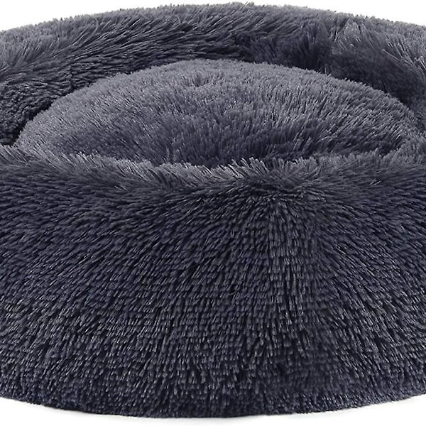 Hundbädd, kattbädd, mjuk plyschyta, 60 cm, mörkgrå KLB