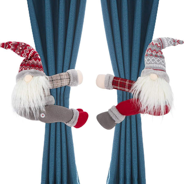 Set med 2 julgranskog tomte tomte ansiktslösa gardin hållare KLB