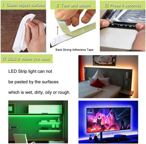 LED-stripe 5m lysstripebelysning, lysstripe RGB SMD