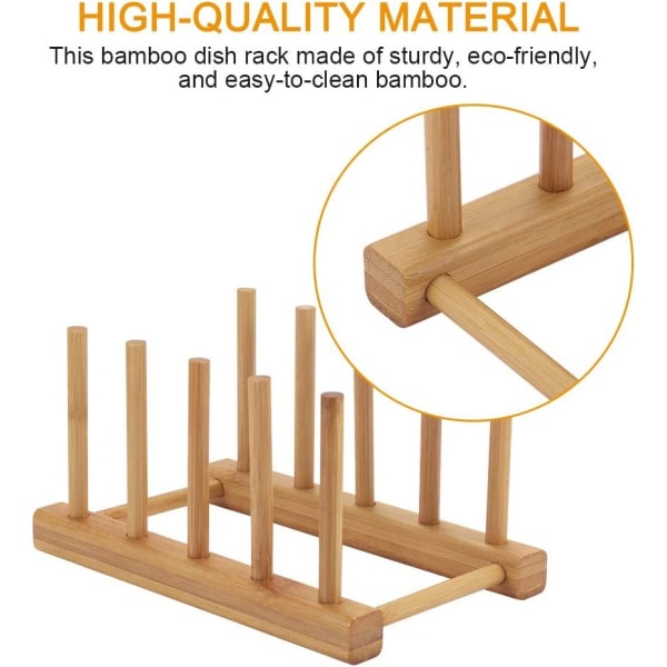 Bambuinen keittiöallastiskiteline, astioiden kuivausteline, säilytysteline, keittiökaapin järjestäjä astioille/lautasille/kulhoille/kupeille/kattiloiden kansiin/kirjoille