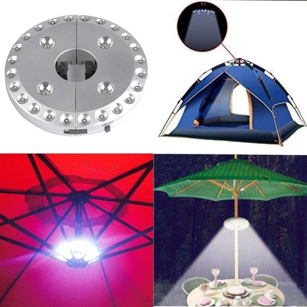 28 LED-johdotonta terassin sateenvarjovaloa 28 superkirkkaalla LEDillä aurinkovarjoihin, retkeilytelttoihin tai ulkoiluun