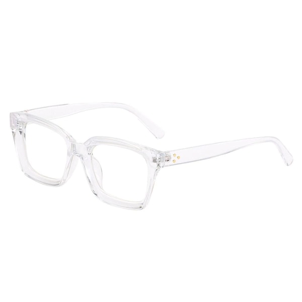 100; Gennemsigtige vintage læsebriller, stilfuld tyk rektangulær kant 0-300 KLB