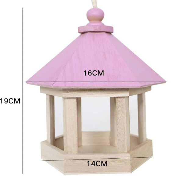 Trähus för fåglar Paulownia fågelmatare Lantlig fågelholk Papegojbur DIY trähus för fåglar för barn (rosa)