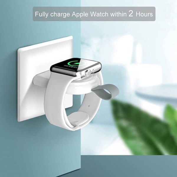 Oplader til Apple Watch, iwatch Series 6/5/4/3/2/1/SE, med grå hængende spænde