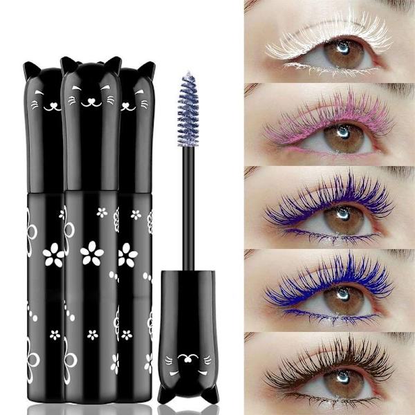 Cat Eye Mascara Øjenmakeup Farve Mascara Vandtæt Hurtigtørrende Blå