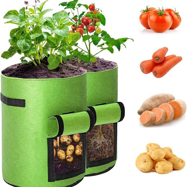 10 Gallon Potatisodlingsväskor med flik, 2-pack, tjocka