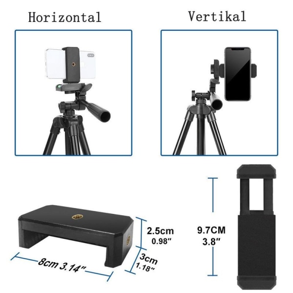 Camera tripod, iPhone tripod, with cell phone holder and Bluetooth remote control,