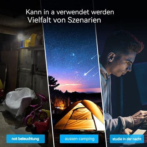 Pakke med 2 solcellelyspærer, TechKen solcellelampe LED-lyspære bærbar pære solcelle
