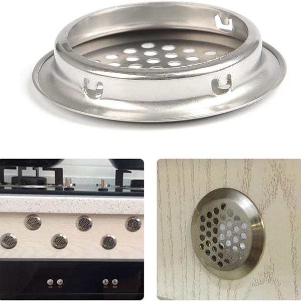 Pakke med 50 ventilasjonsgitter, ventilasjonshull i rustfritt stål, ventilasjonsgitter, runde