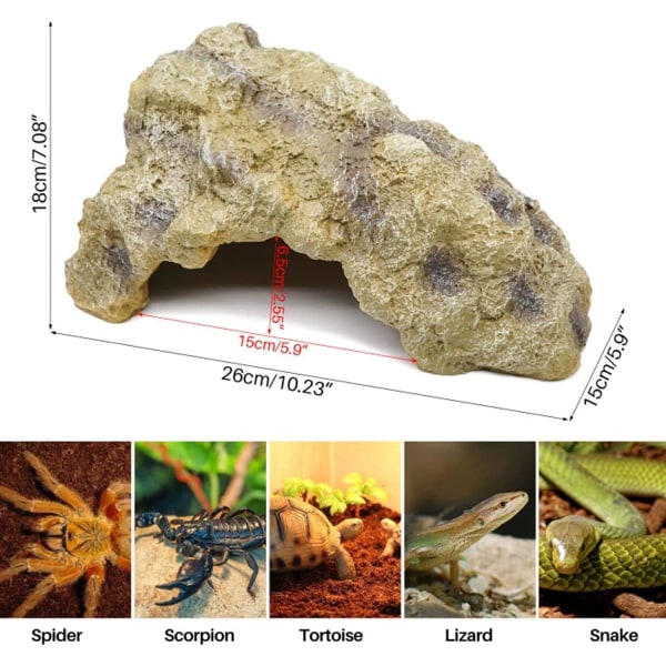 Reptil Rock Hide Cave, Gecko Hide Landscape Rock, Hide Lizard Hermit Crab Snake Hideout, Terrarium Habitat Dekoration (L)