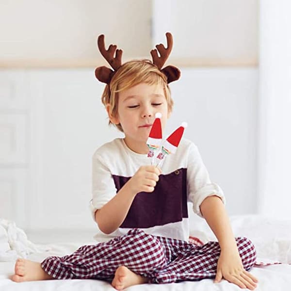Røde Mini Julemandshatte, Slikkepind Hat, Mini Julemandshatte