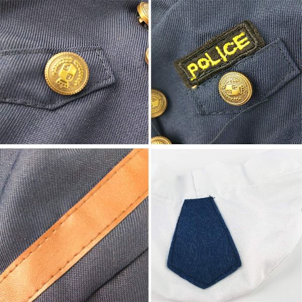 Gul hund och kattuniform, söta husdjurskläder, cosplay rolig kostym, cool polisoutfit med hatt för katt hund