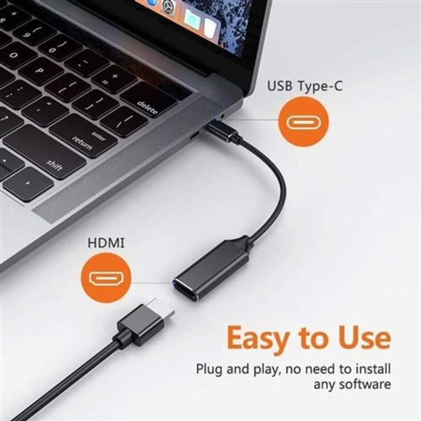 USB Type-C til HDMI 4K 30Hz hunnadapterkabel videokabel