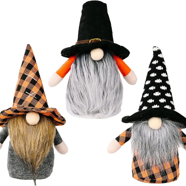 Halloween Gnomes Plysj 3 Pack Håndlagde Elf Ornaments Home Decor KLB