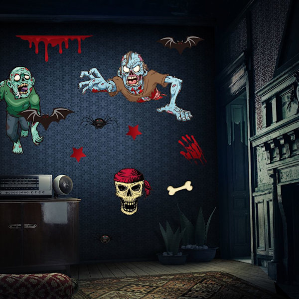 Uudet Halloween-ikkunatarrat, suuret pelottavat demonitarrat Halloween-juhlan koristeluun, veriset kädet ja jalat DIY-tarrat lasille perhekouluun (H)