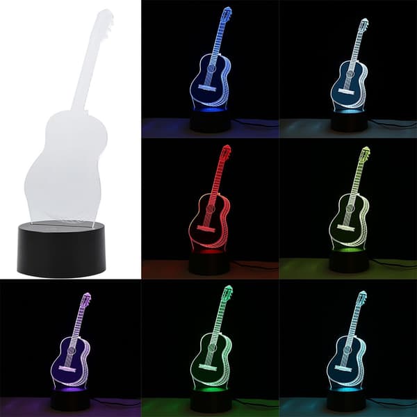 Kreativ 3D LED gitarrformad nattlampa, lampfärg KLB