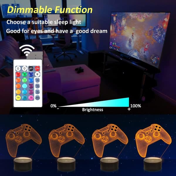 3D gamepad natlampe, spil konsol illusion lampe KLB