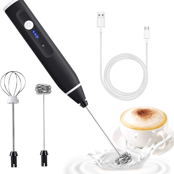 Elektrisk melkeskummer med dobbel visp, USB-oppladbar KLB