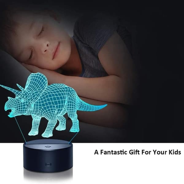 Fullosun Dinosaur Bordlampe LED Nattlys 3D Illusjon KLB