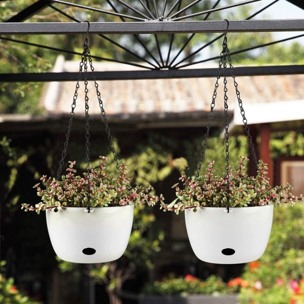 24CM Automatiske Vandingsblomsterpotter, Runde PP Plastplanter med Vandingshul