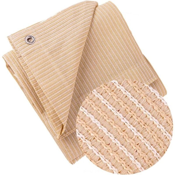 Beige skuggnät, rektangulär HDPE permeabelt tyg med öljetter, skuggskydd för hemmapersgol, hållbar nätpresenning, 2x3m MINKUROW KLB